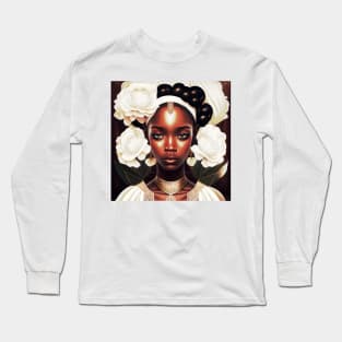 [AI Art] Lady of White Carnations, Art Deco Style Long Sleeve T-Shirt